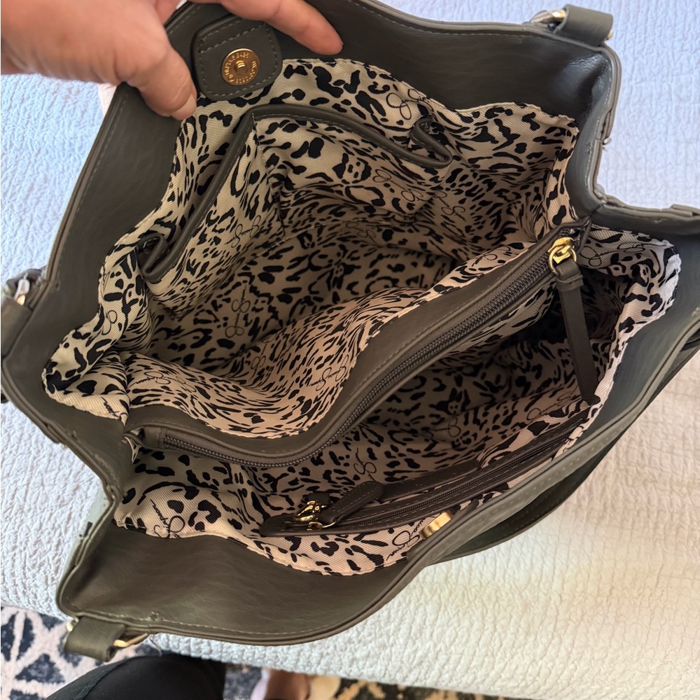 Jessica Simpson Olive Green Studded Shoulder Bag - Picture 4 of 6